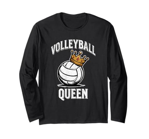 Volleyball Queen Volleyball und Krone Damen Volleyball Langarmshirt Volleyball Queen Volleyball und Krone Damen Volleyball Langarmshirt von Volleyball Gifts For Teen Girls Volleyball Player