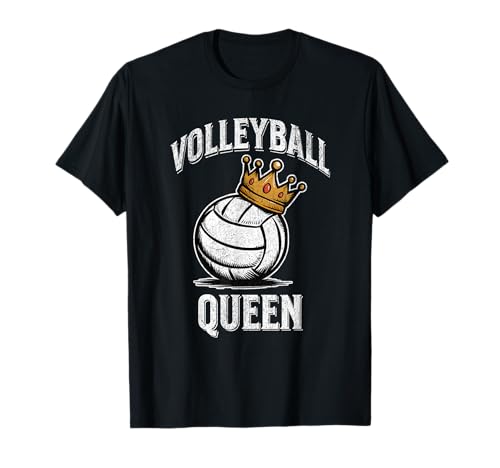 Volleyball Queen Volleyball und Krone Damen Volleyball T-Shirt Volleyball Queen Volleyball und Krone Damen Volleyball T-Shirt von Volleyball Gifts For Teen Girls Volleyball Player