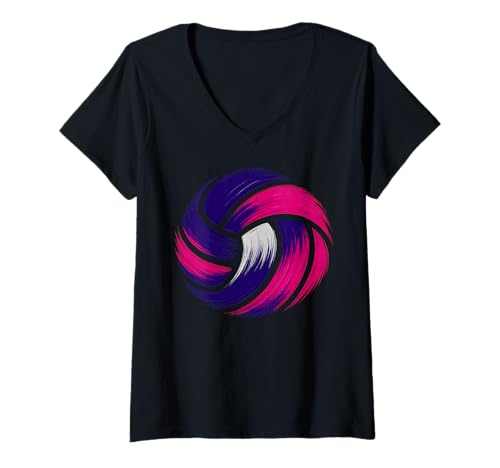 Damen Niedlicher Volleyball-Teamspieler, rosa und violett, für Teenager-Mädchen T-Shirt mit V-Ausschnitt Damen Niedlicher Volleyball-Teamspieler, rosa und violett, für Teenager-Mädchen T-Shirt mit V-Ausschnitt von Volleyball Girls