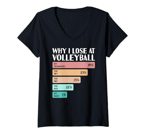 Damen Lustig, Warum ich beim Volleyball verliere T-Shirt mit V-Ausschnitt Damen Lustig, Warum ich beim Volleyball verliere T-Shirt mit V-Ausschnitt von Volleyball Lover