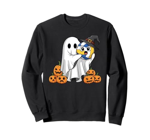 Lustiger Geist Volleyball Kürbis Halloween Kinder Herren Damen Sweatshirt von Volleyball Lovers Cute Halloween Outfits Boy Girl