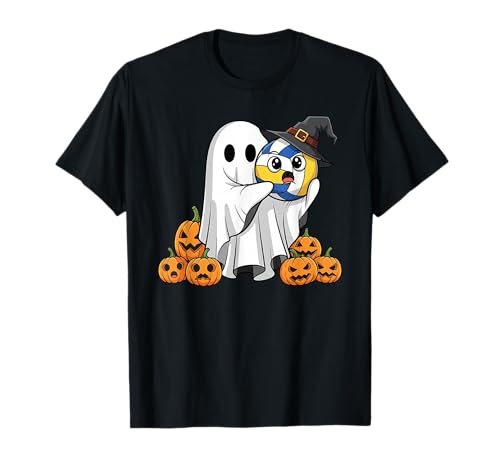 Lustiger Geist Volleyball Kürbis Halloween Kinder Herren Damen T-Shirt von Volleyball Lovers Cute Halloween Outfits Boy Girl