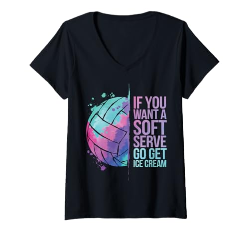 Damen Volleyball, wenn Sie einen weichen Aufschlag wünschen, Holen Sie Sich EIS T-Shirt mit V-Ausschnitt Damen Volleyball, wenn Sie einen weichen Aufschlag wünschen, Holen Sie Sich EIS T-Shirt mit V-Ausschnitt von Volleyball Player Beach Volleyball