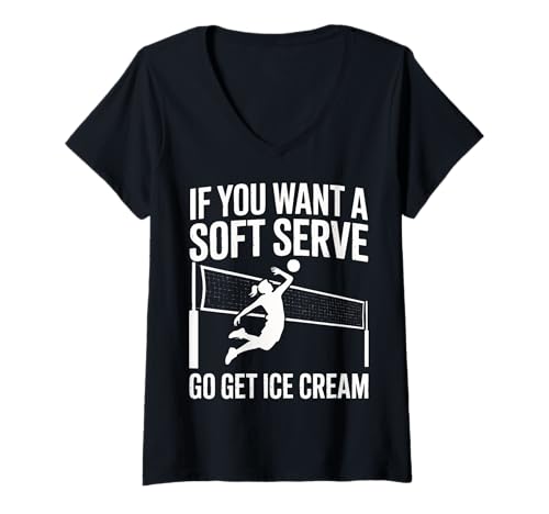 Damen Volleyball, wenn Sie einen weichen Aufschlag wünschen, Holen Sie Sich EIS T-Shirt mit V-Ausschnitt von Volleyball Player Beach Volleyball