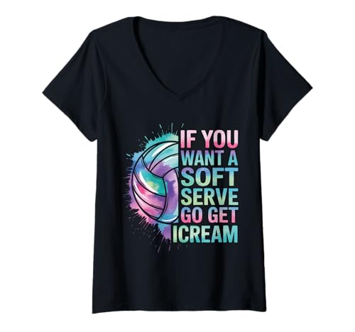 Damen Volleyball, wenn Sie einen weichen Aufschlag wünschen, Holen Sie Sich EIS T-Shirt mit V-Ausschnitt Damen Volleyball, wenn Sie einen weichen Aufschlag wünschen, Holen Sie Sich EIS T-Shirt mit V-Ausschnitt von Volleyball Player Beach Volleyball