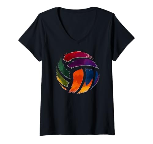 Damen Bunter Volleyballspieler oder Team für Mädchen, Frauen, Kinder T-Shirt mit V-Ausschnitt Damen Bunter Volleyballspieler oder Team für Mädchen, Frauen, Kinder T-Shirt mit V-Ausschnitt von Volleyball Players