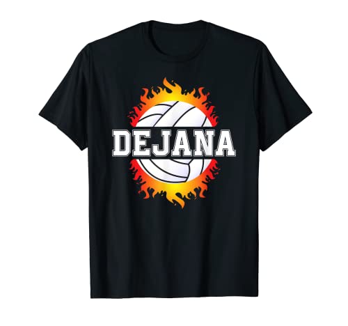 Dejana Name Volleyball Spieler Mädchen Ball und Netz Sportfan T-Shirt von Volleyball Sports Fan Gifts