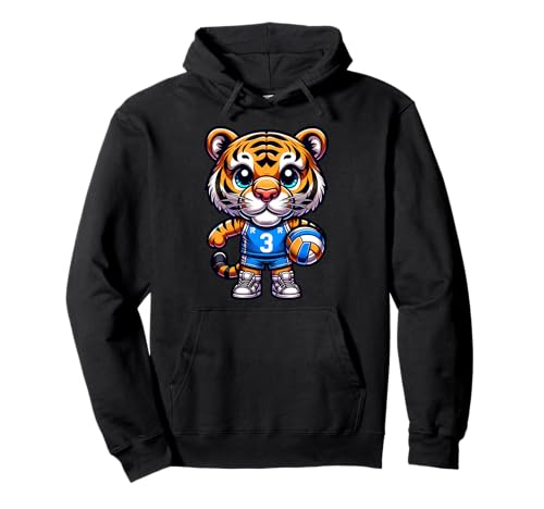 Volleyball Niedlicher Tiger Kinder Pullover Hoodie Volleyball Niedlicher Tiger Kinder Pullover Hoodie von Volleyball Süßer Tiger Kinder Fans