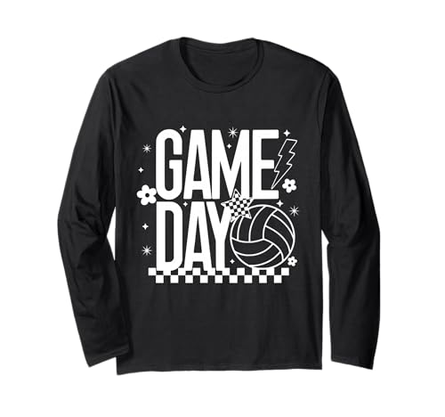 Volleyball Game Day Retro Checker Mädchen Volleyball Team Mama Langarmshirt von Volleyball T-Shirt Co.