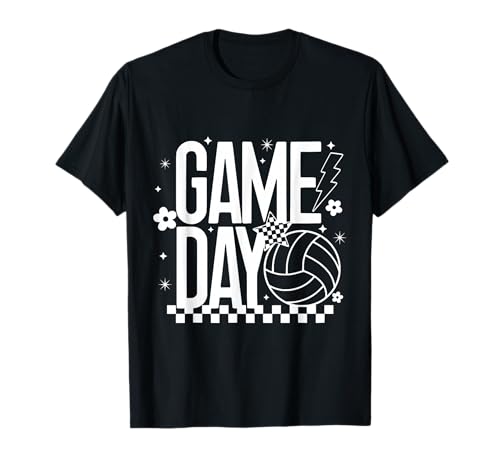 Volleyball Game Day Retro Checker Mädchen Volleyball Team Mama T-Shirt von Volleyball T-Shirt Co.