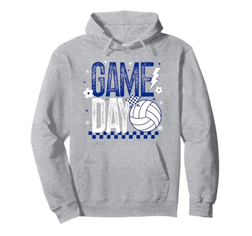 Volleyball Game Day Retro Mädchen Volleyball Mama Blau & Gold Pullover Hoodie von Volleyball T-Shirt Co.