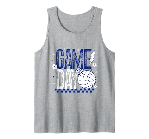 Volleyball Game Day Retro Mädchen Volleyball Mama Blau & Gold Tank Top von Volleyball T-Shirt Co.