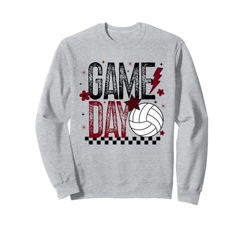 Volleyball Game Day Retro Mädchen Volleyball Mama Kastanienbraun Schwarz Sweatshirt von Volleyball T-Shirt Co.