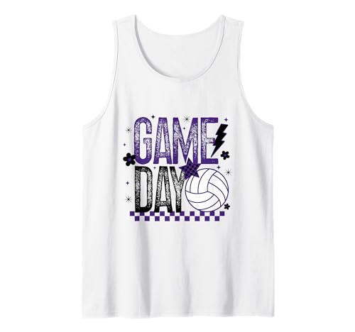 Volleyball Game Day Retro Mädchen Volleyball Mama Lila Schwarz Tank Top von Volleyball T-Shirt Co.