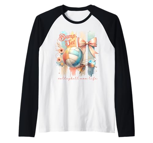 Volleyball Mama Kokette Bogen Bump Set Tochter Spieltag Mama Raglan von Volleyball Tees NYC