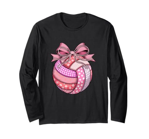 Volleyball Ball Floral Pink Color Bow Tie Girl Women Player Langarmshirt Volleyball Ball Floral Pink Color Bow Tie Girl Women Player Langarmshirt von Volleyball Vacations Costume