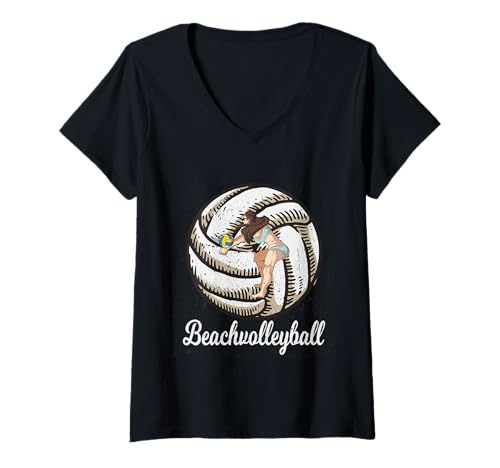 Damen Beachvolleyball für einen Volleyballspieler Volleyballclub T-Shirt mit V-Ausschnitt Damen Beachvolleyball für einen Volleyballspieler Volleyballclub T-Shirt mit V-Ausschnitt von Volleyball games volleyball serve
