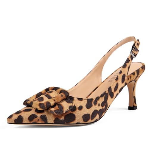 Damen-Pumps mit Slingback-Absatz, geschlossen, spitzer Zehenbereich, Slingback-Pumps mit quadratischer Schnalle, Hochzeit, Party, Freizeit, Leopard, 38.5 EU Damen-Pumps mit Slingback-Absatz, geschlossen, spitzer Zehenbereich, Slingback-Pumps mit quadratischer Schnalle, Hochzeit, Party, Freizeit, Leopard, 38.5 EU von Volrina