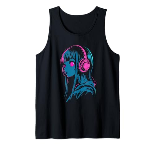 Anime Girl Synthwave-Hörer Tank Top Anime Girl Synthwave-Hörer Tank Top von Voltage Static