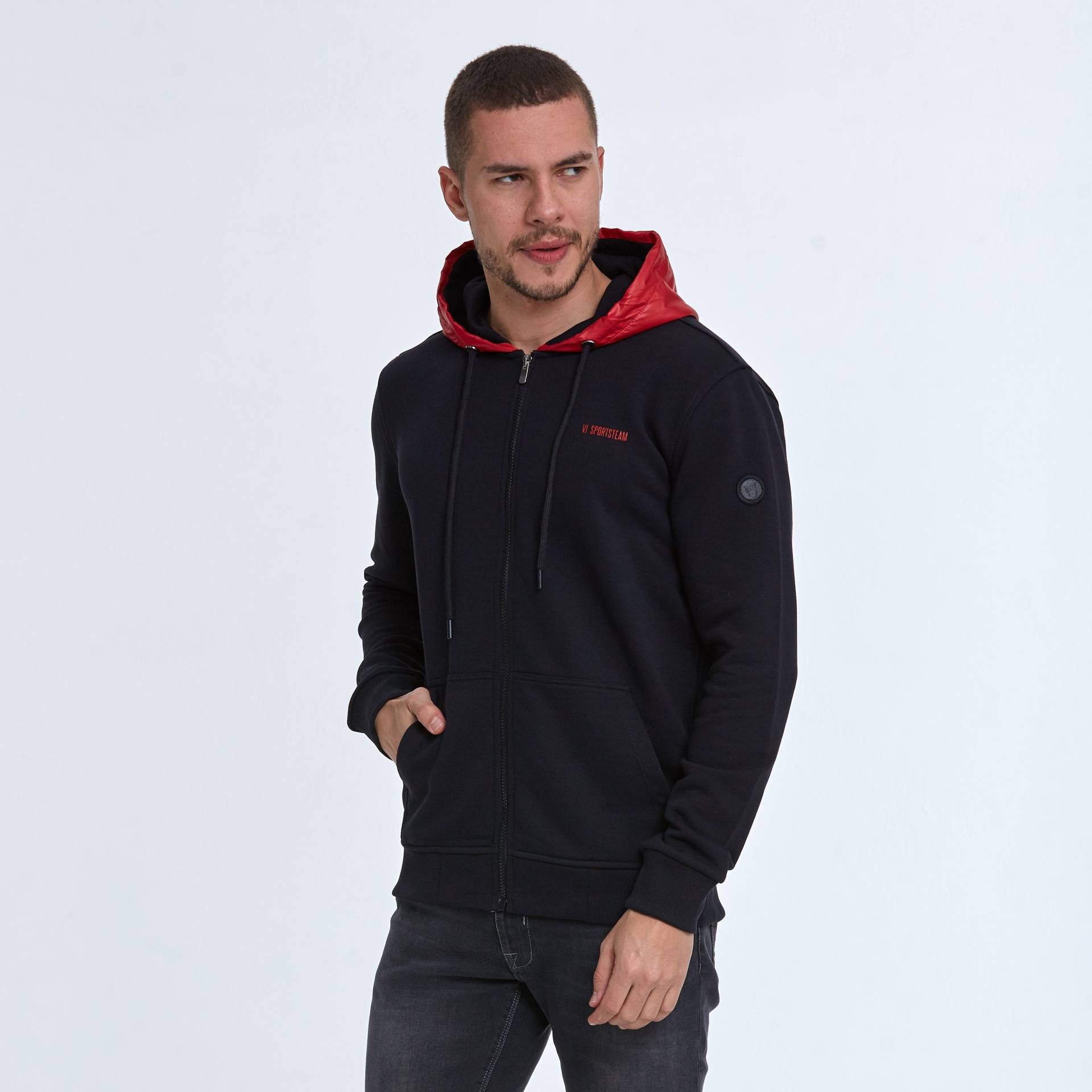 Herren Anthrazit Reißverschluss Hoodie, Känguru-Tasche, Baumwollmischung von VoltajShop