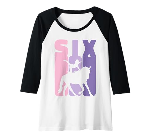 Damen 6. Geburtstag Reiterin 6 Jahre Mädchen Dressur Voltigieren Raglan von Voltigieren Mädchen Dressurreiten Geburtstag Volti