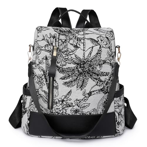 volumoon Damen Anti Diebstahl Rucksack, 2 in 1 Damen Rucksack Wasserdichte Nylon, Umhängetasche Große Kapazität Schultertasche, Casual Daypack Reiserucksack für Frauen Mädchen (B-Schwarz) von volumoon