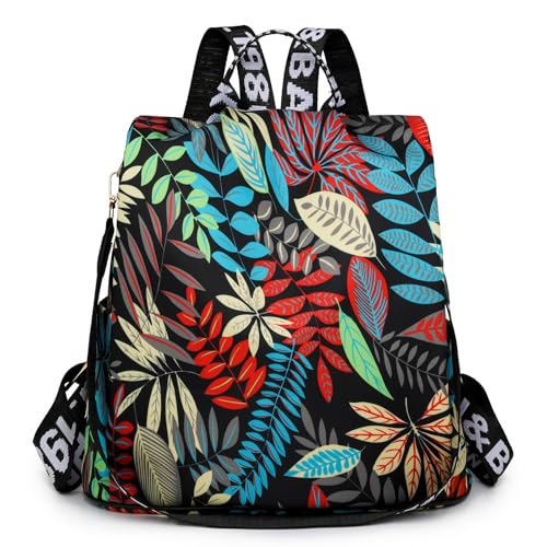 volumoon Damen Anti Diebstahl Rucksack, 2 in 1 Damen Rucksack Wasserdichte Nylon, Umhängetasche Große Kapazität Schultertasche, Casual Daypack Reiserucksack für Frauen Mädchen (C-Bunt) von volumoon