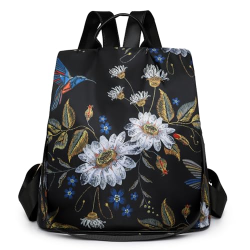 volumoon Damen Anti Diebstahl Rucksack, 2 in 1 Damen Rucksack Wasserdichte Nylon, Umhängetasche Große Kapazität Schultertasche, Casual Daypack Reiserucksack für Frauen Mädchen (C-Schwarz) von volumoon