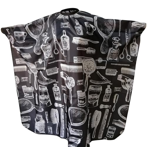 volumoon Professionelle Friseurumhang, Haar Salon Cape, Haarschneideumhang mit Hakenverschluss, Haarschnitt Friseurumhänge Wasserdichter, Schneideumhang Friseur für Herren Kinder 145 * 120cm von volumoon