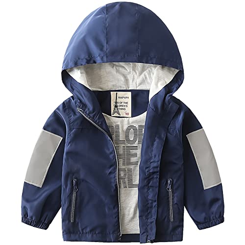 Baby Kapuzen Jackets, Jungen Langarm Winddicht Mantel Cartoon Aufdruck Jacken(Blau,18-24 Monate/90) von Volunboy