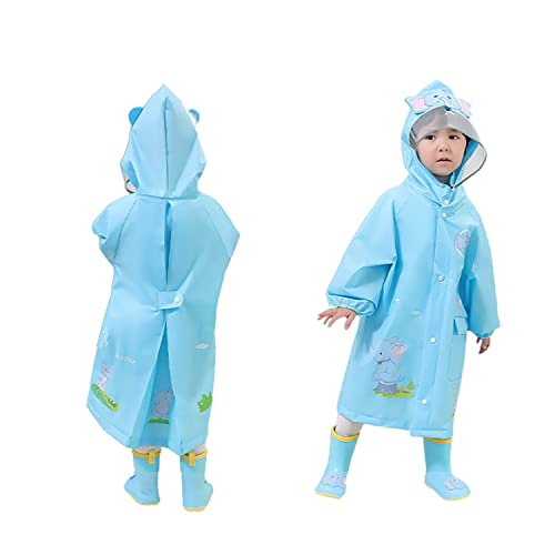 Regen Poncho Kinder, Unisex Wasserdicht Regenmantel Jungen Atmungsaktiv Regenjacke Mädchen Regencape Regenbekleidung mit Kapuze(10-12 Jahre,Blau,Größe XXXL) von Volunboy