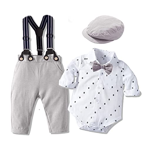 Volunboy Baby Jungen Anzug Set Bekleidung Hemd mit Fliege + Hosenträger Hosen Strampler Anzug(12-18 Monate,Größe 80,Segelboot) von Volunboy