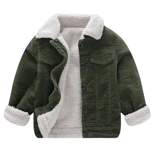 Volunboy Baby Jungen Cordjacke mit Sherpa-Innenfutter, Fleece Gefüttert Gepolsterte Corduroy Winterjacke(12-15 Monate,Grün,Größe 80) von Volunboy