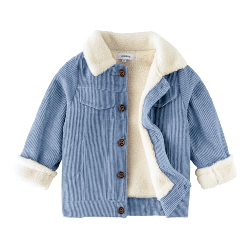 Volunboy Baby Jungen Cordjacke mit Sherpa-Innenfutter, Fleece Gefüttert Gepolsterte Corduroy Winterjacke(15-18 Monate,Hellblau,Größe 85) von Volunboy
