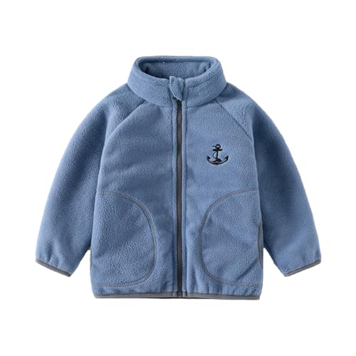 Volunboy Baby Jungen Polarfleece Jacken Durchgängigem Reißverschluss Pullover Fleecejacke Wintermantel mit Taschen(Denim Blau,4-5 Jahre,Größe 120) von Volunboy