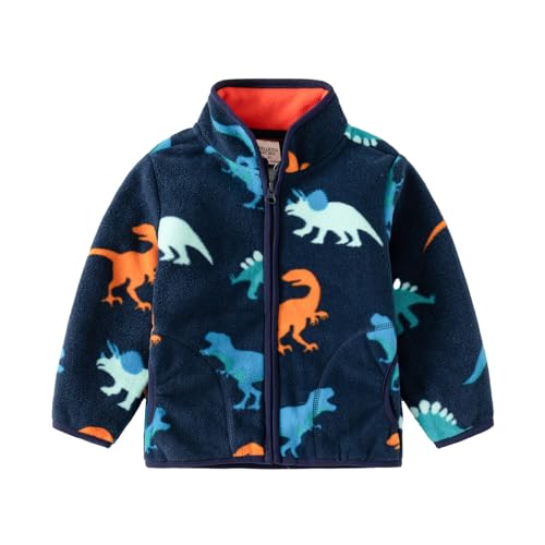 Volunboy Baby Jungen Polarfleece Jacken Durchgängigem Reißverschluss Pullover Fleecejacke Wintermantel mit Taschen(Dinosaurier,1-2 Jahre,Größe 90) von Volunboy