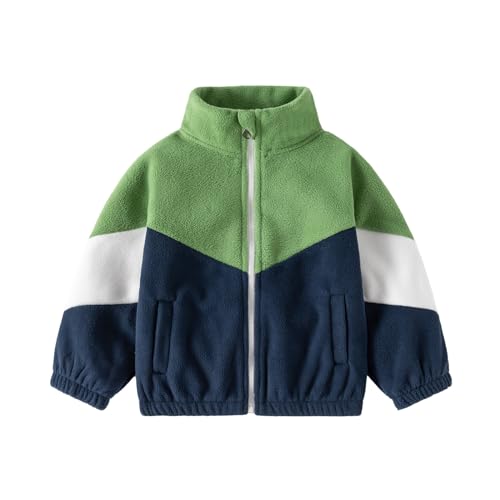 Volunboy Baby Jungen Polarfleece Jacken Durchgängigem Reißverschluss Pullover Fleecejacke Wintermantel mit Taschen(Grün,2-3 Jahre,Größe 100) von Volunboy