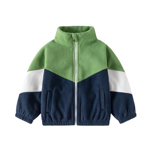 Volunboy Baby Jungen Polarfleece Jacken Durchgängigem Reißverschluss Pullover Fleecejacke Wintermantel mit Taschen(Grün,3-4 Jahre,Größe 110) von Volunboy