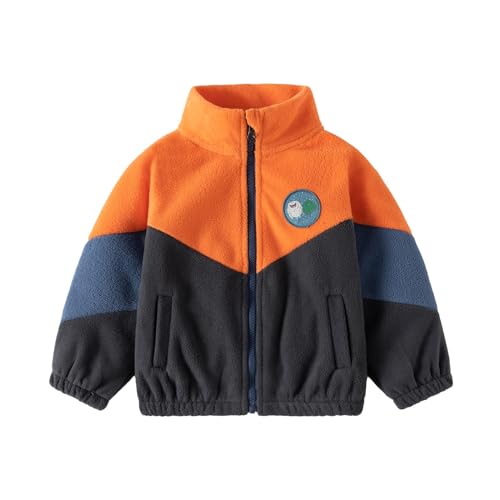 Volunboy Baby Jungen Polarfleece Jacken Durchgängigem Reißverschluss Pullover Fleecejacke Wintermantel mit Taschen(Orange,2-3 Jahre,Größe 100) von Volunboy