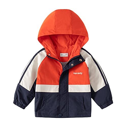 Volunboy Baby Kapuzen Jackets, Jungen Langarm Winddicht Mantel Cartoon Aufdruck Jacken（3-4 Jahre，Orange，Größe 120） von Volunboy