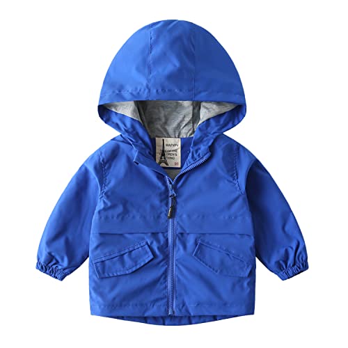 Volunboy Baby Kapuzen Jackets, Jungen Langarm Winddicht Mantel Cartoon Aufdruck Jacken(3-4 Jahre,Reinblau,Größe 110) von Volunboy