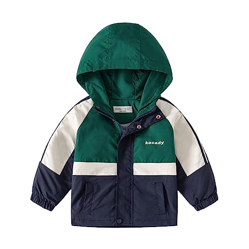 Volunboy Baby Kapuzen Jackets, Jungen Langarm Winddicht Mantel Cartoon Aufdruck Jacken(Größe 100,Grün,18-24 Monate) von Volunboy