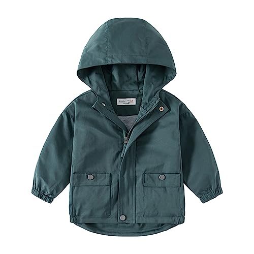 Volunboy Baby Kapuzen Jackets, Jungen Langarm Winddicht Mantel Cartoon Aufdruck Jacken(Größe 100,Grün Pur,2-3 Jahre) von Volunboy