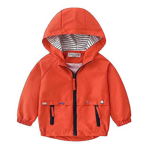 Volunboy Baby Kapuzen Jackets, Jungen Langarm Winddicht Mantel Cartoon Aufdruck Jacken(Größe 110,Rot Pur,3-4 Jahre) von Volunboy