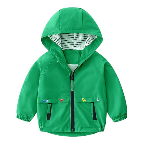 Volunboy Baby Kapuzen Jackets, Jungen Langarm Winddicht Mantel Cartoon Aufdruck Jacken(Grünes Gras,3-4 Jahre,Größe 110) von Volunboy