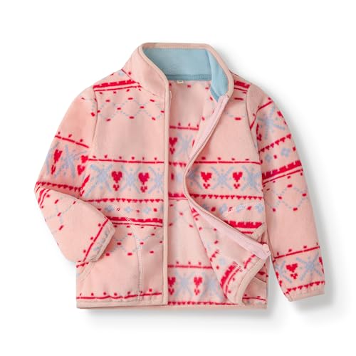 Volunboy Baby Mädchen Polarfleece Jacken Durchgängigem Reißverschluss Pullover Fleecejacke Wintermantel mit Taschen(Rosa Gedruckt,3-4 Jahre,Größe 110) von Volunboy