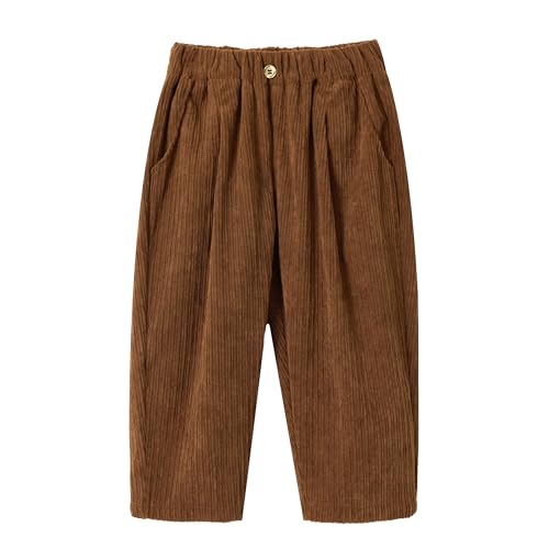 Volunboy Jungen Hose Kordsamt Baggy Freizeithose mit Elastischem Bund und 3 Taschen für Kinder von 2-7 Jahre(Schokolade,3-4 Jahre,Größe 100) von Volunboy