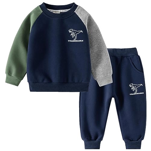 Volunboy Kleinkind Junge Sweatshirt, Langarmshirt und Joggers 2-teiliges Bekleidungssets（5-6 Jahre，MarineDinosaurier，Größe 130） von Volunboy