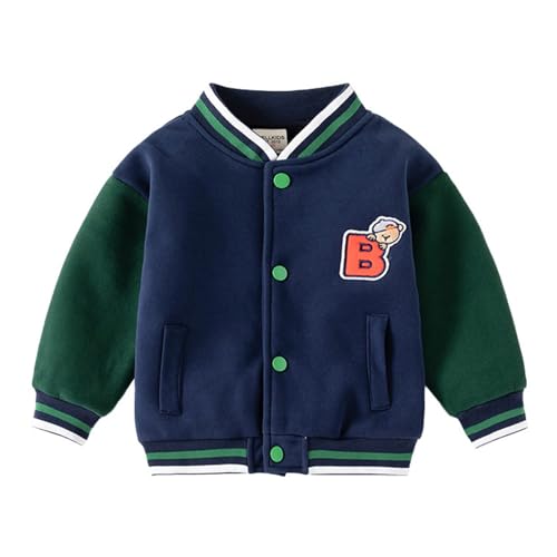 Volunboy Kleinkind Jungen Jacke Varsity Baseball, Unisex Schule Mantel Sportjacke Stehkragen Jacken(Grün,1-2 Jahre,Größe 90) von Volunboy