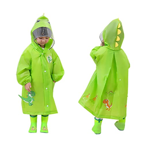 Volunboy Regen Poncho Kinder, Unisex Wasserdicht Regenmantel Jungen Atmungsaktiv Regenjacke Mädchen Regencape Regenbekleidung mit Kapuze(10-12 Jahre,Grün,Größe XXXL) von Volunboy